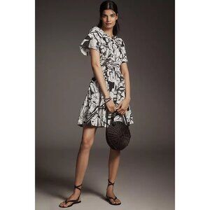 NEW ANTHROPOLOGIE somerset mini dress sundress black white floral plus 3X